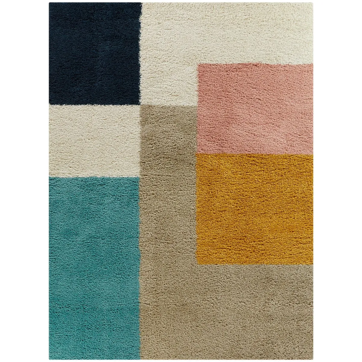 Joshua Modern Color Block Shag Area Rug