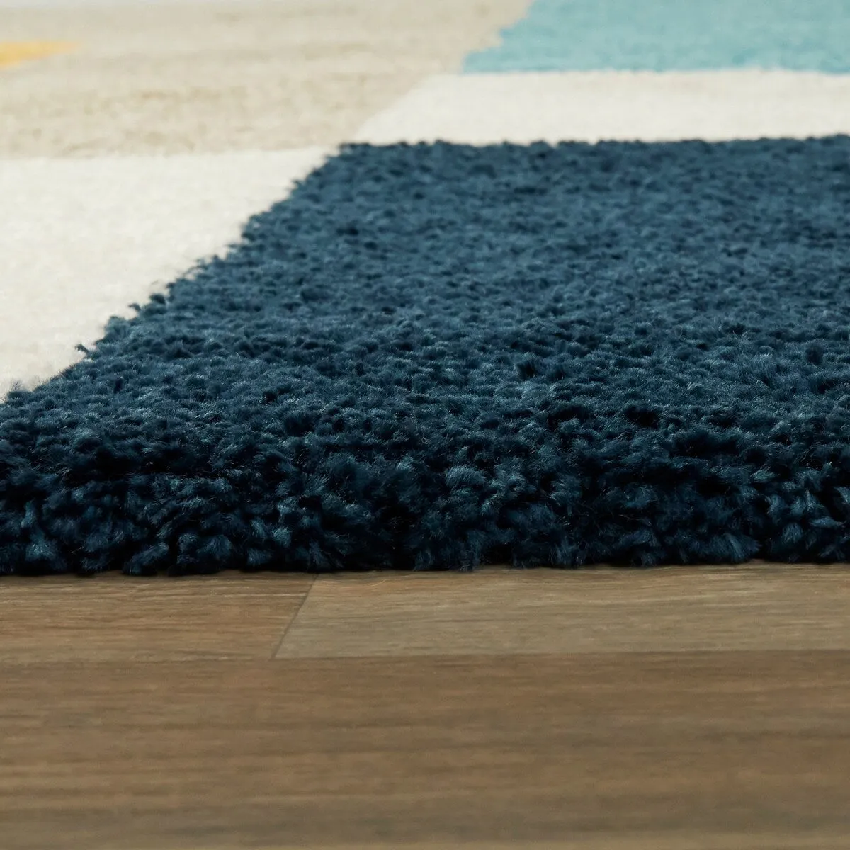 Joshua Modern Color Block Shag Area Rug