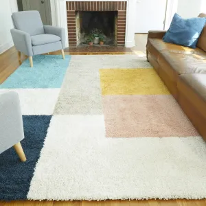 Joshua Modern Color Block Shag Area Rug