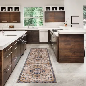 Julian Machine Washable Ivory and Gold Antique Rug