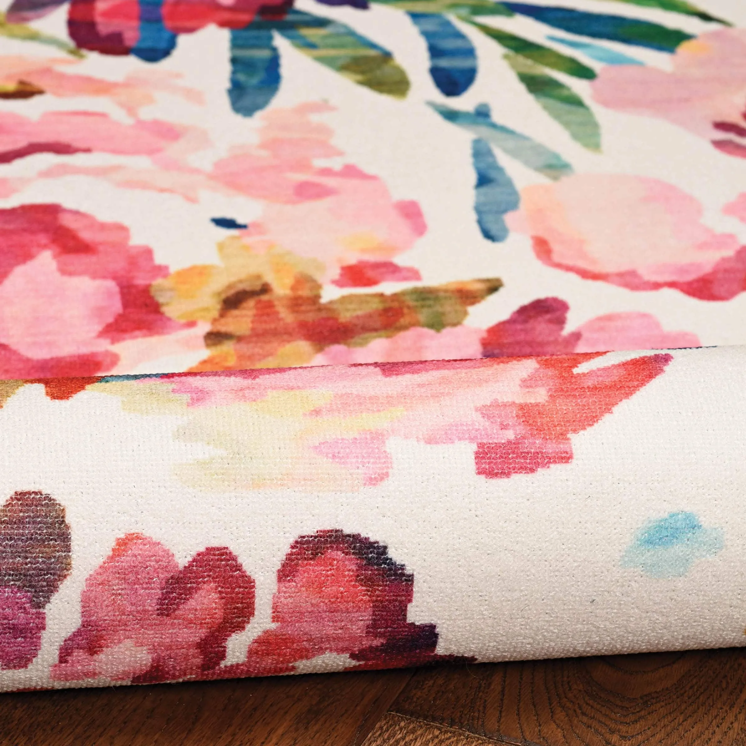 Julian Machine Washable Raspberry and Ivory Area Rug