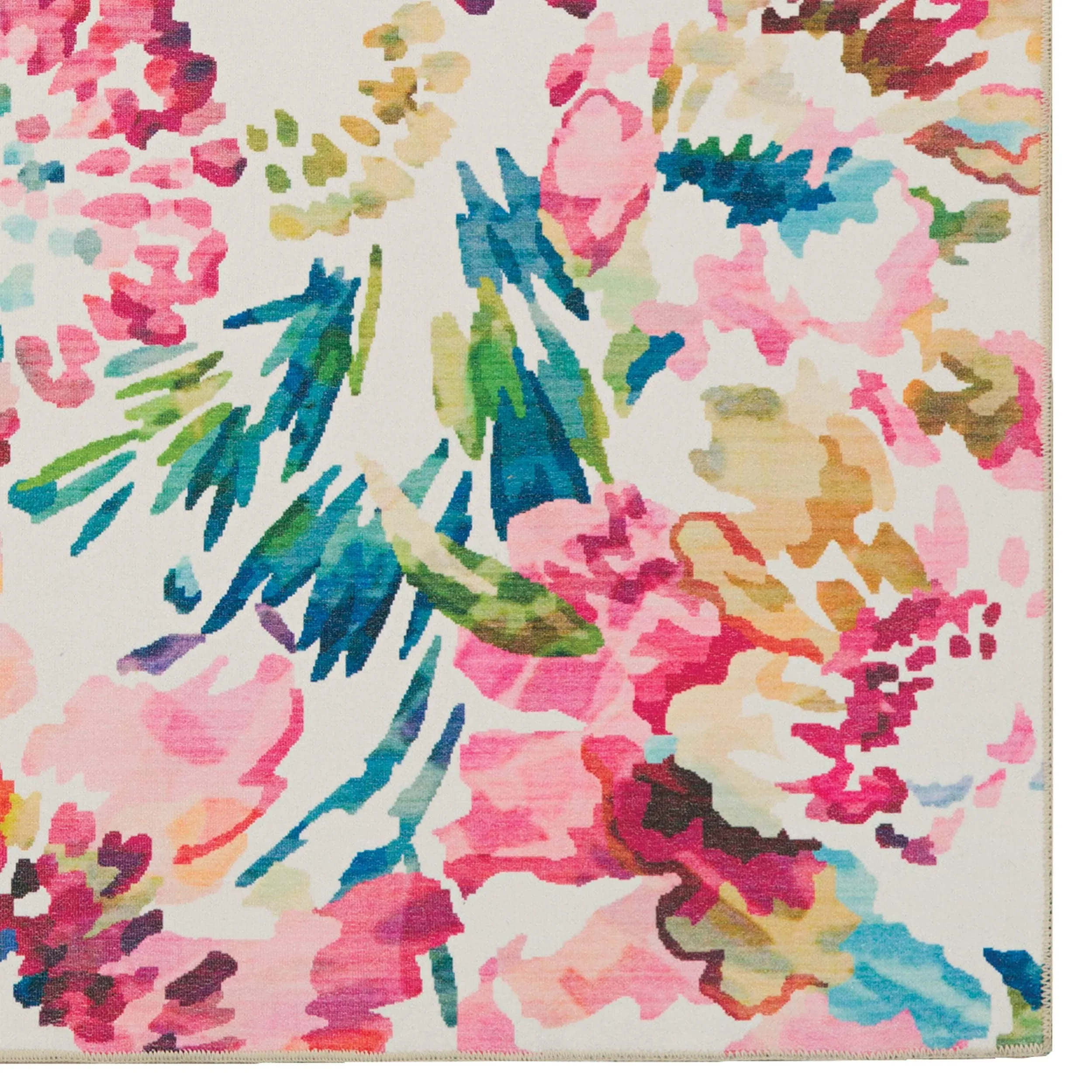 Julian Machine Washable Raspberry and Ivory Area Rug