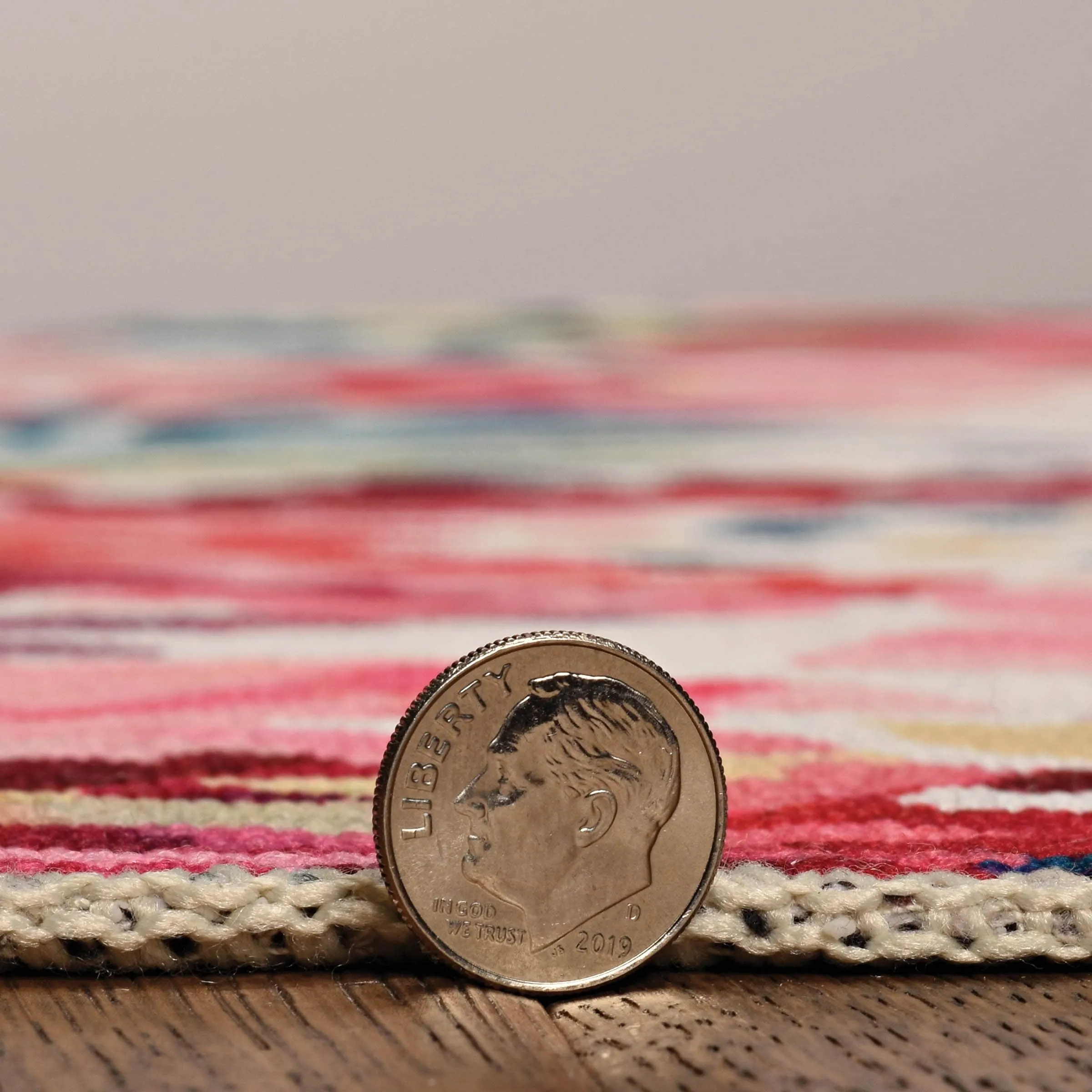 Julian Machine Washable Raspberry and Ivory Area Rug
