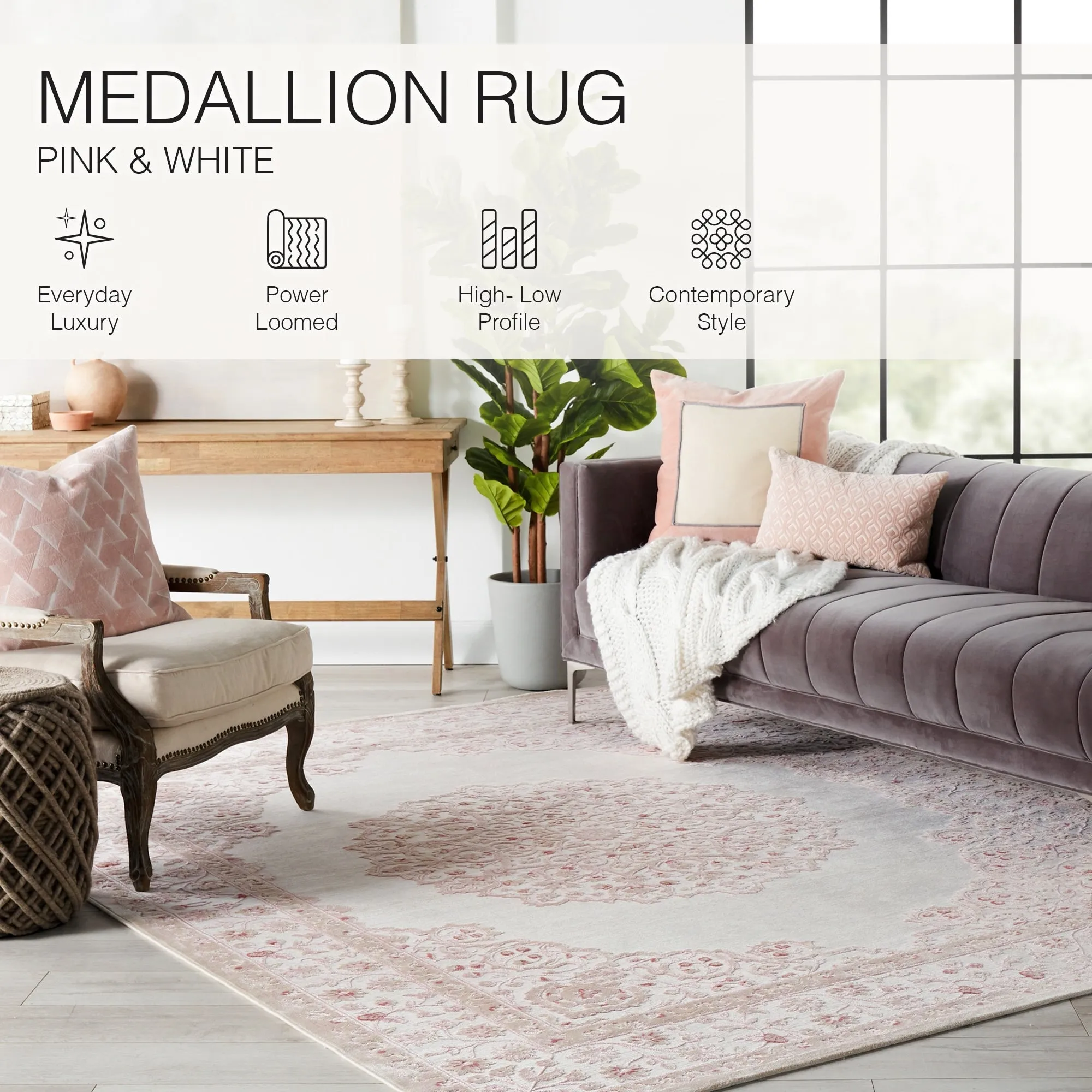 Juniper Home Fables Collection Oriental Medallion Area Rug