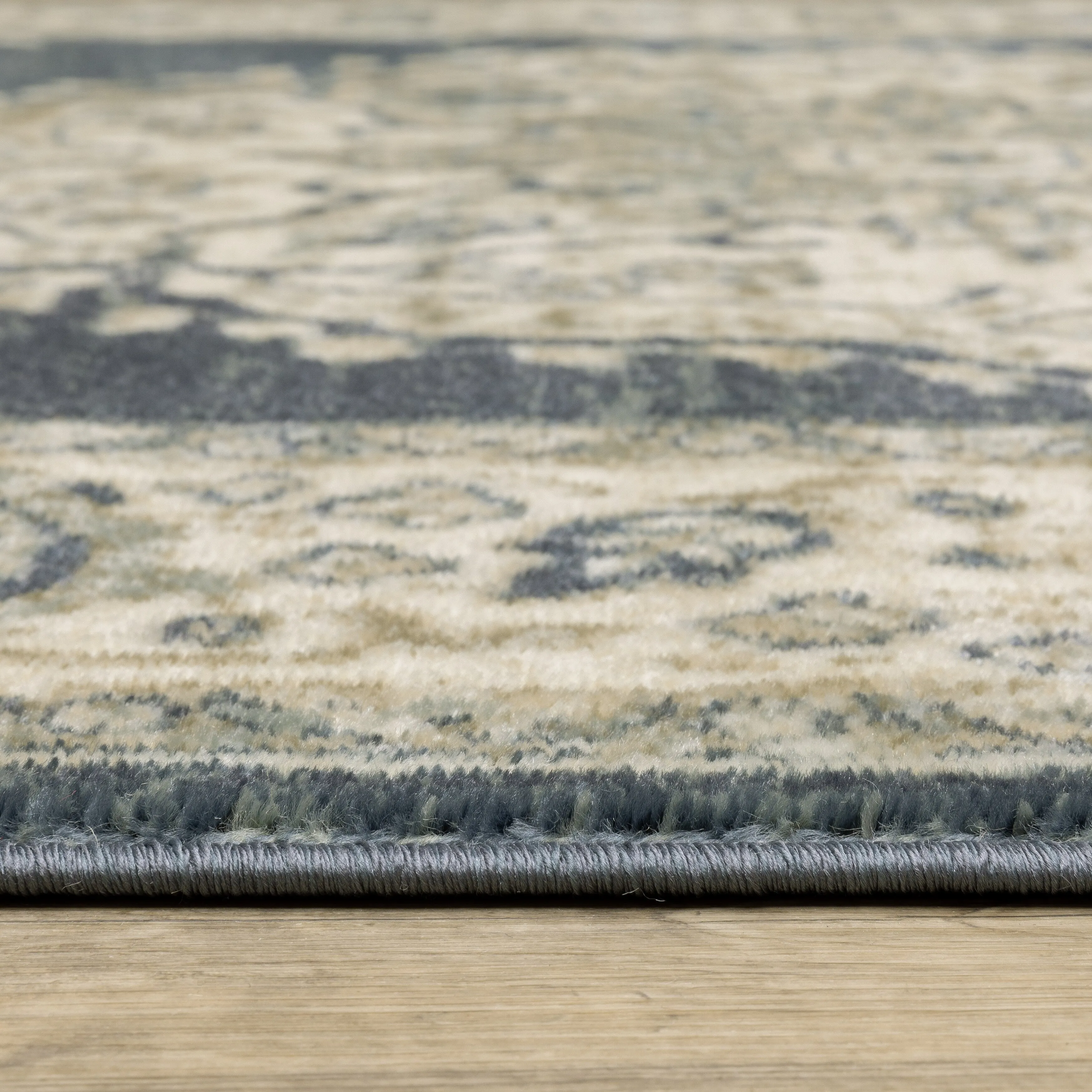 Kaleb Traditional Center Medallion Deep Teal/Ivory Area Rug