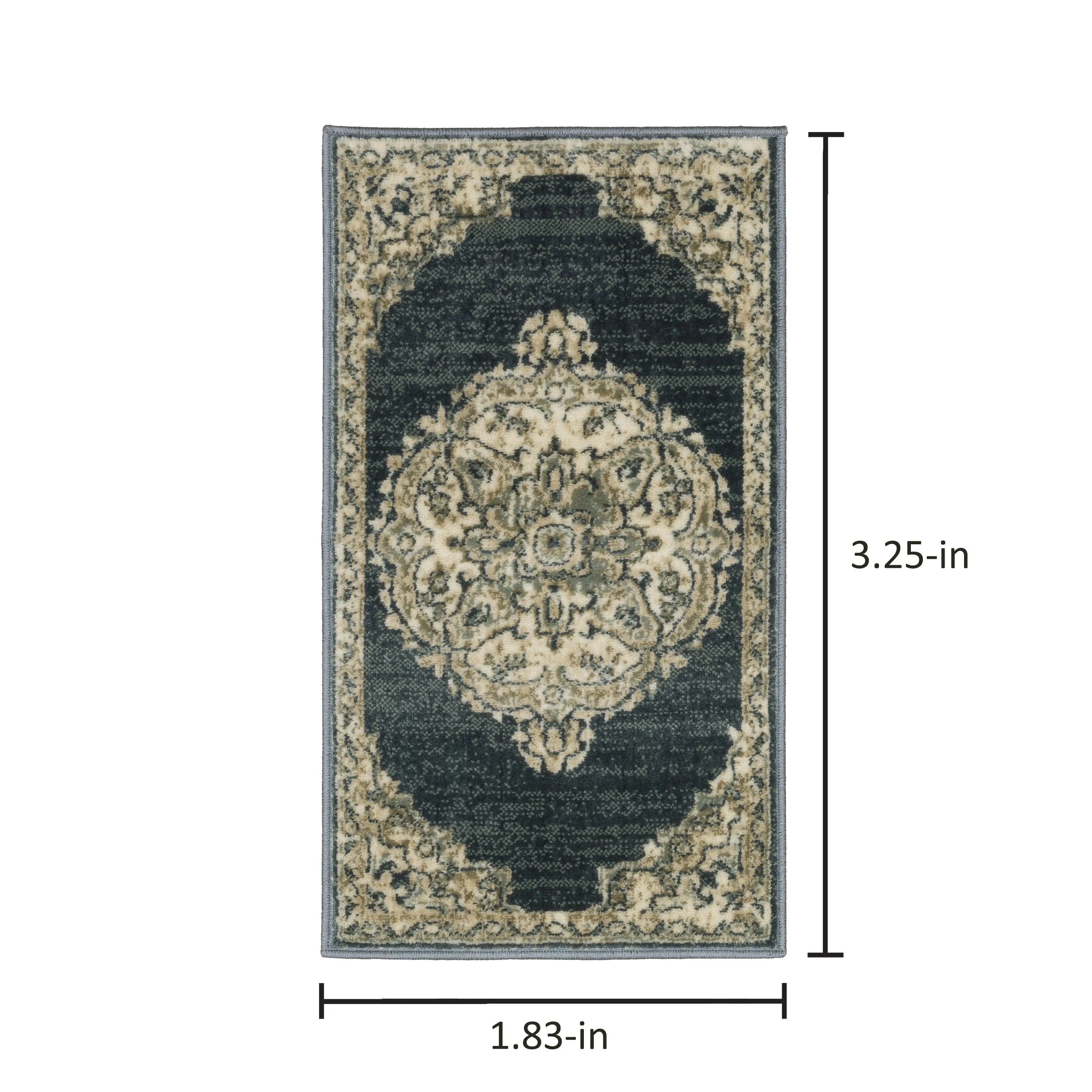 Kaleb Traditional Center Medallion Deep Teal/Ivory Area Rug