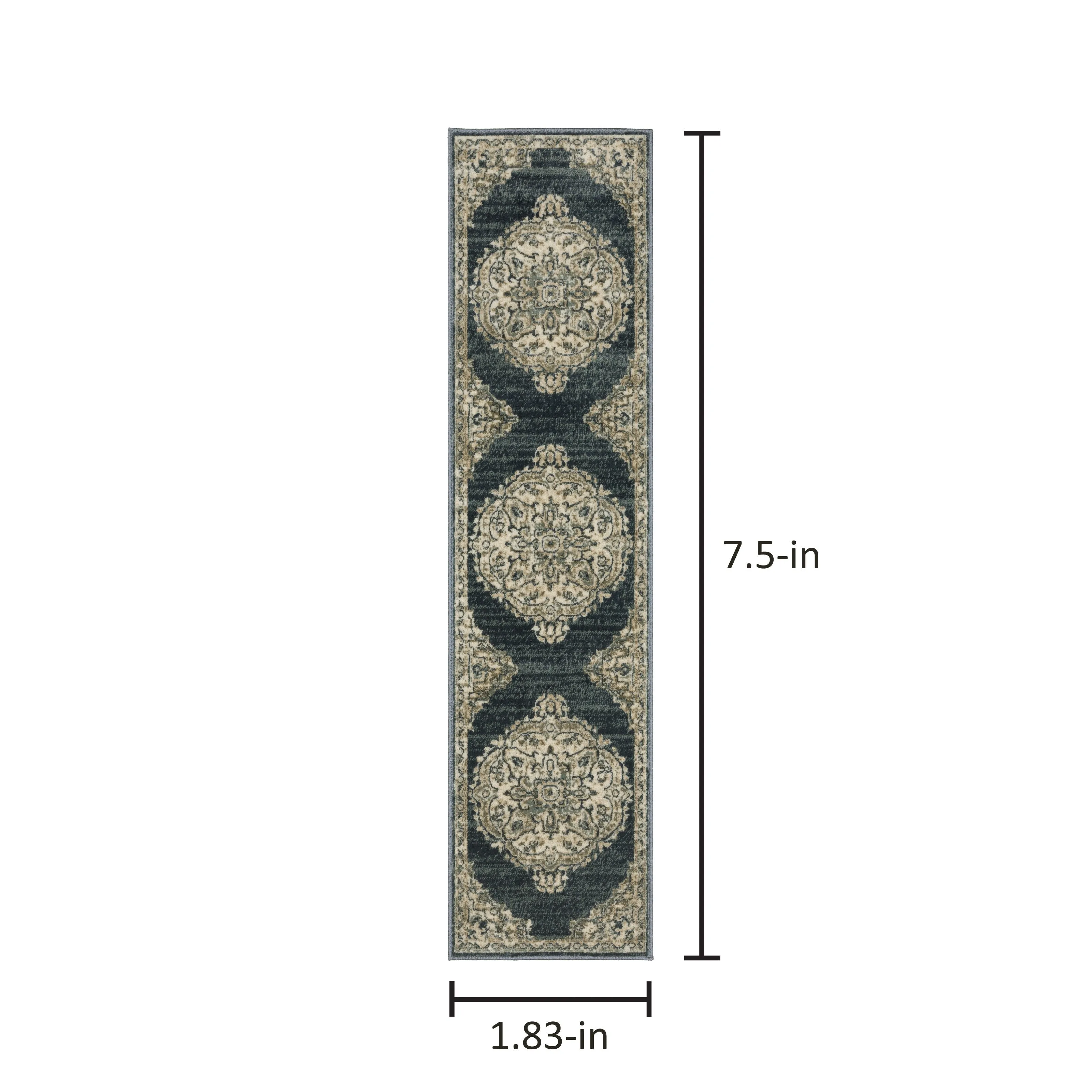 Kaleb Traditional Center Medallion Deep Teal/Ivory Area Rug