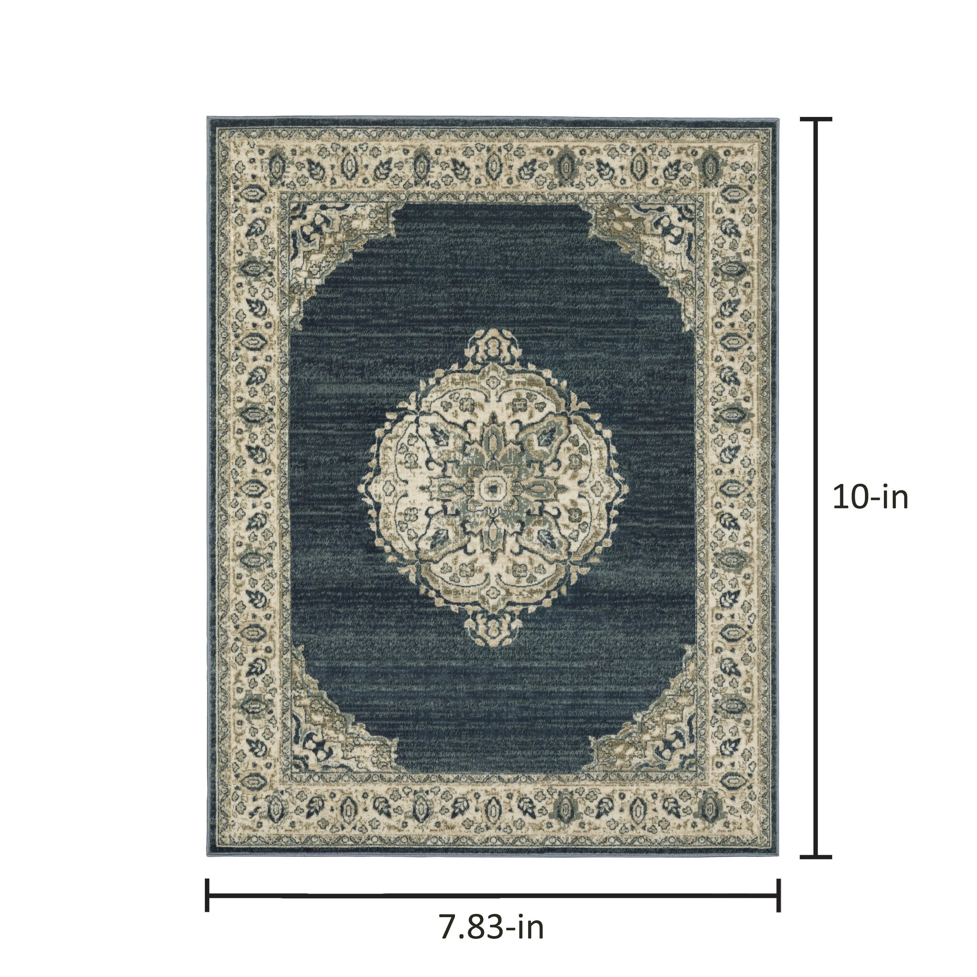 Kaleb Traditional Center Medallion Deep Teal/Ivory Area Rug