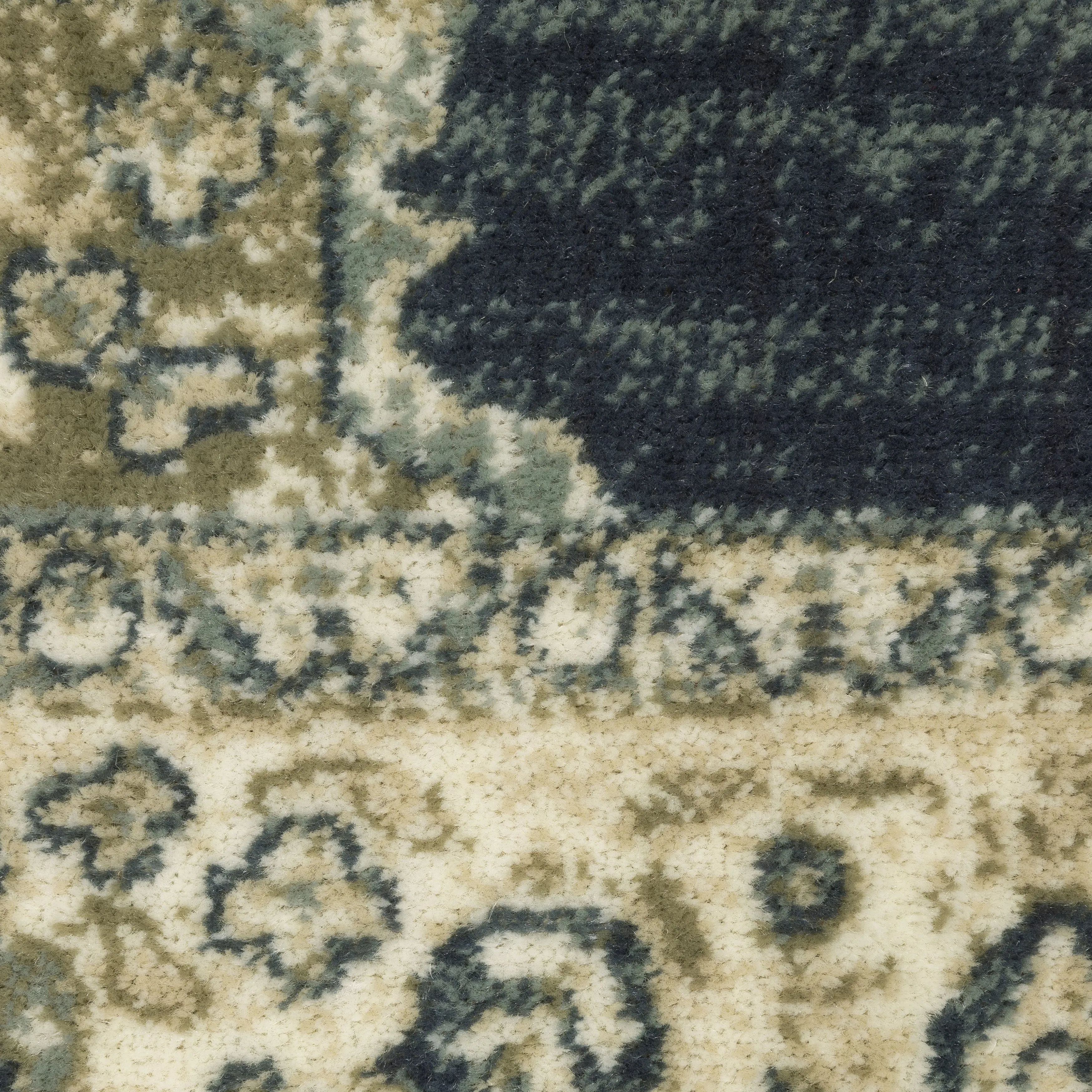Kaleb Traditional Center Medallion Deep Teal/Ivory Area Rug