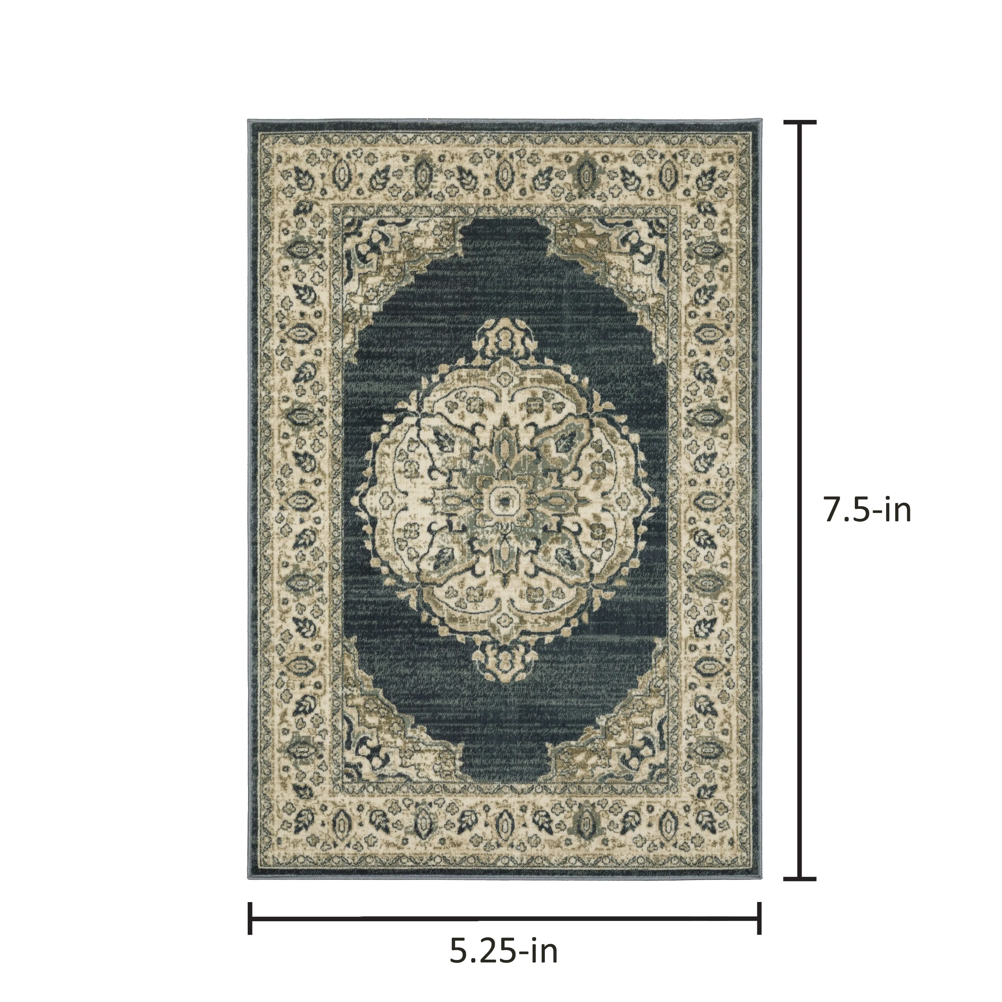 Kaleb Traditional Center Medallion Deep Teal/Ivory Area Rug