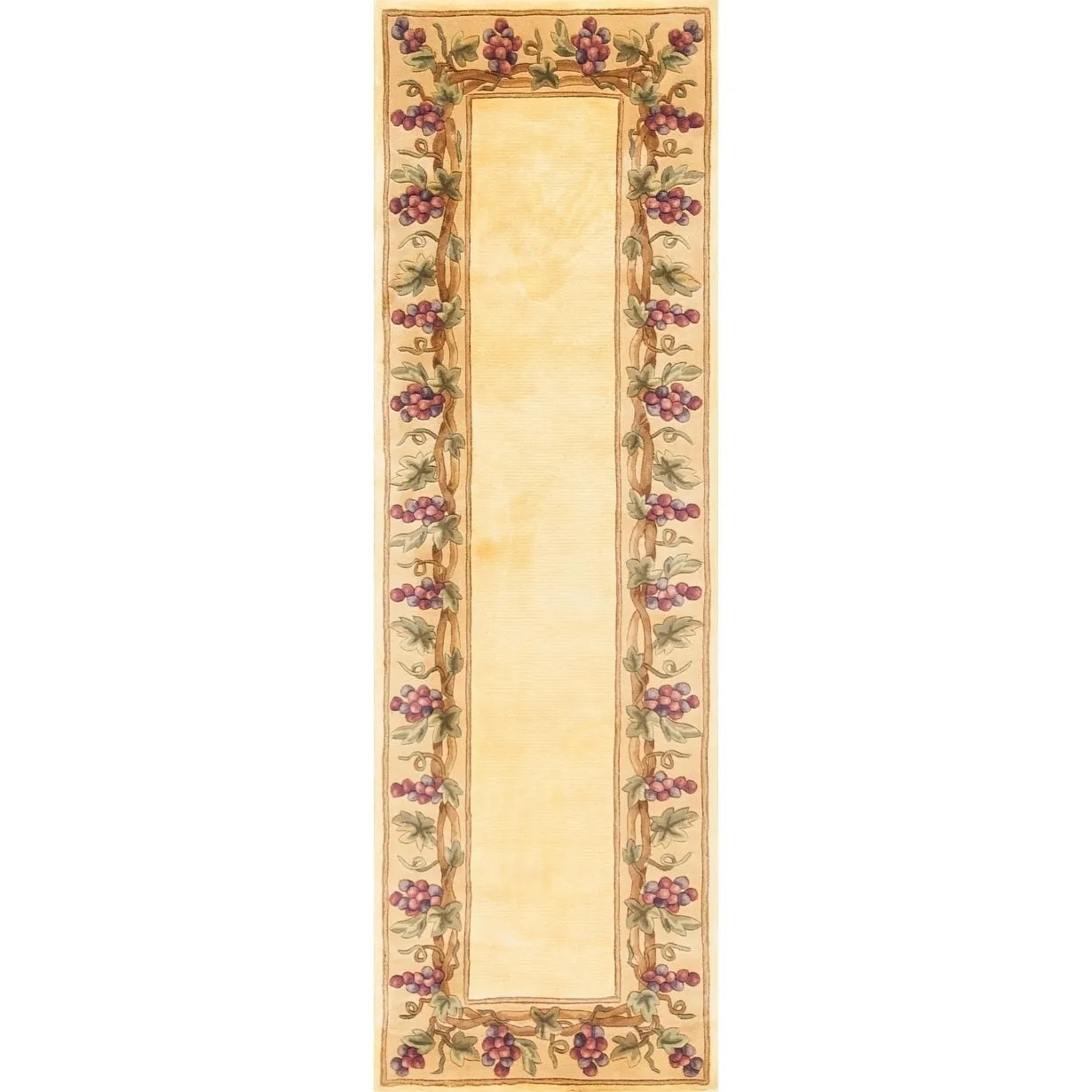 KAS Emerald Ivory Grapes Border Hand-tufted Wool Rug