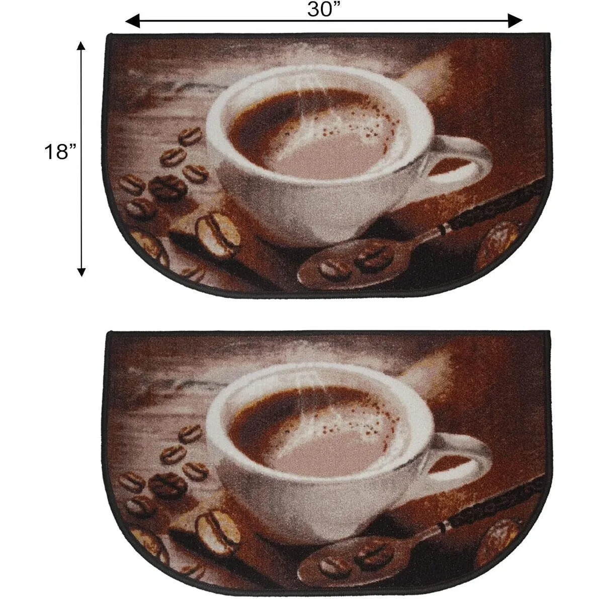 Kashi Home Kitchen Rug. Printed Durable Non Slip Floor Mat. Farmhouse Design 3 Piece Set - 3pc Set (2 18x30 D Shape & 1 20x40)