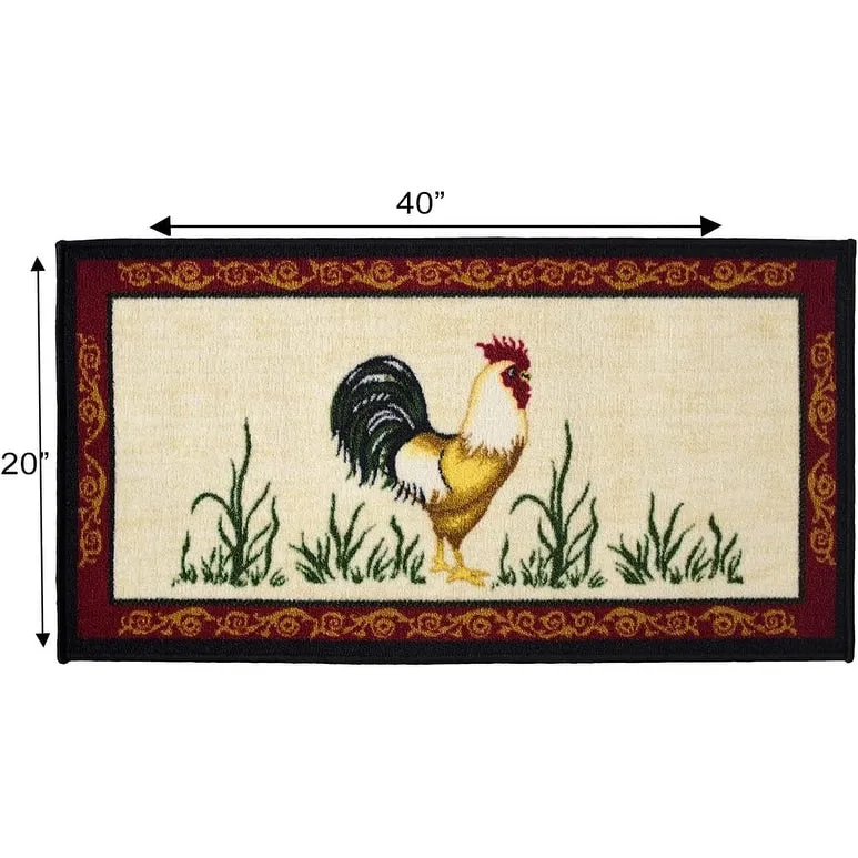 Kashi Home Kitchen Rug. Printed Durable Non Slip Floor Mat. Farmhouse Design 3 Piece Set - 3pc Set (2 18x30 D Shape & 1 20x40)