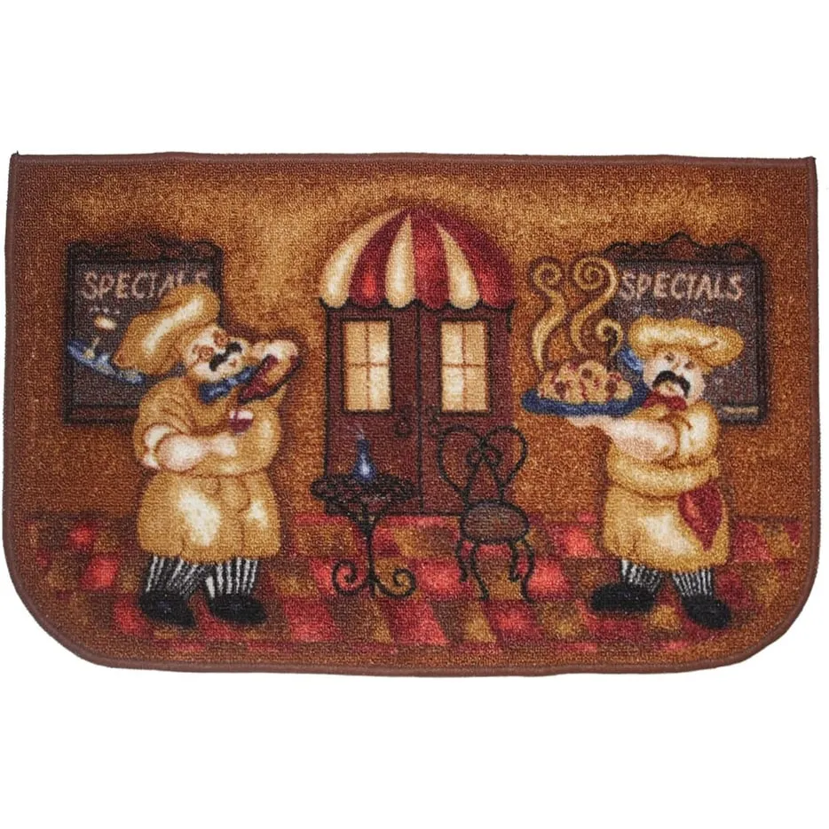 Kashi Home Kitchen Rug. Printed Durable Non Slip Floor Mat. Farmhouse Design 3 Piece Set - 3pc Set (2 18x30 D Shape & 1 20x40)