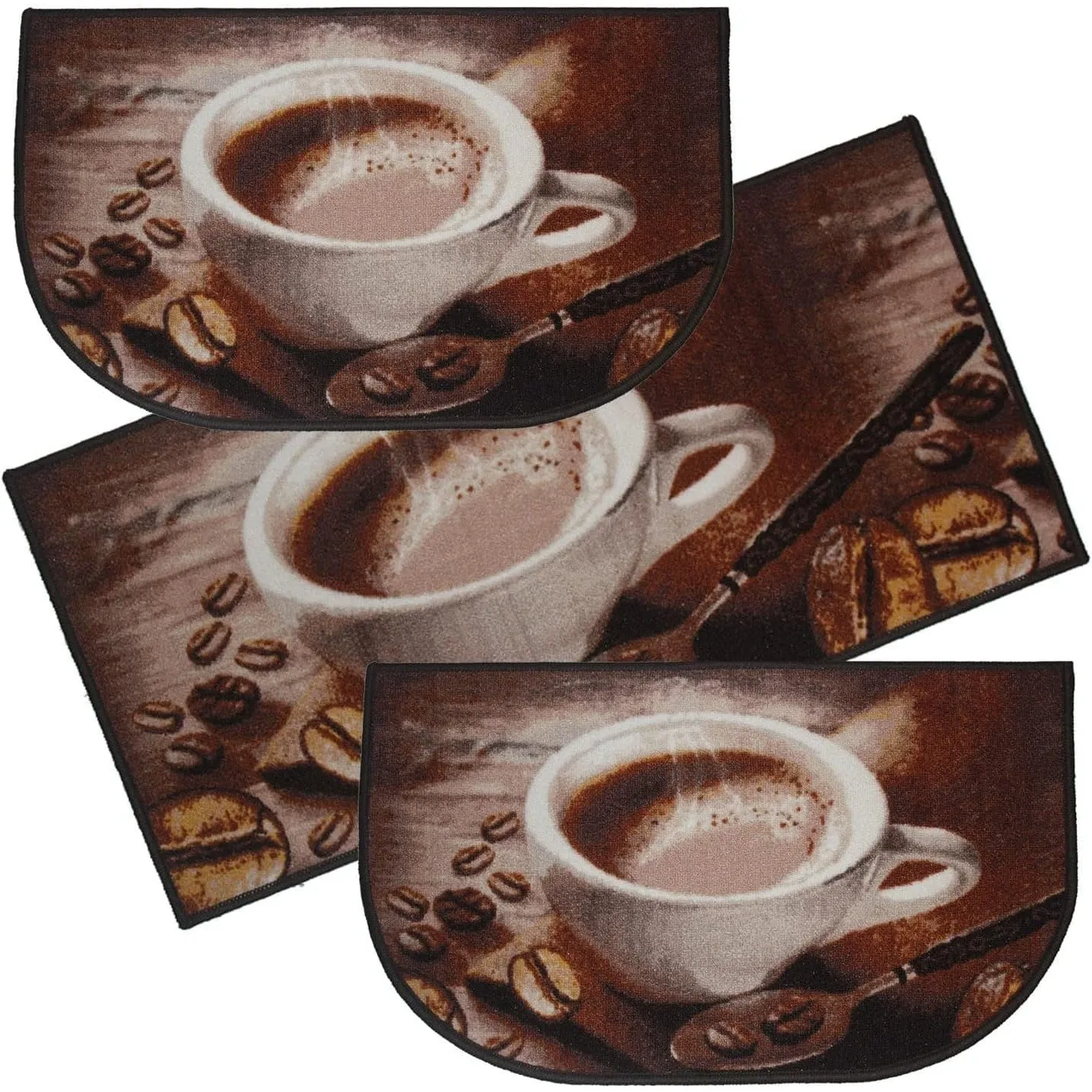 Kashi Home Kitchen Rug. Printed Durable Non Slip Floor Mat. Farmhouse Design 3 Piece Set - 3pc Set (2 18x30 D Shape & 1 20x40)