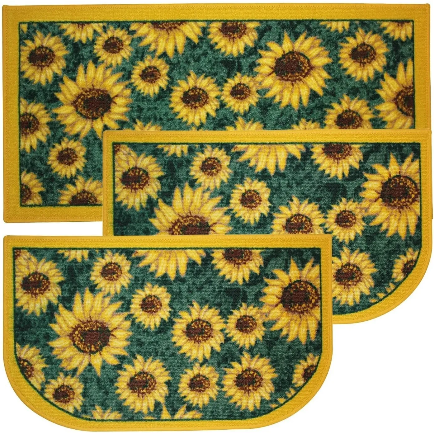 Kashi Home Kitchen Rug. Printed Durable Non Slip Floor Mat. Farmhouse Design 3 Piece Set - 3pc Set (2 18x30 D Shape & 1 20x40)