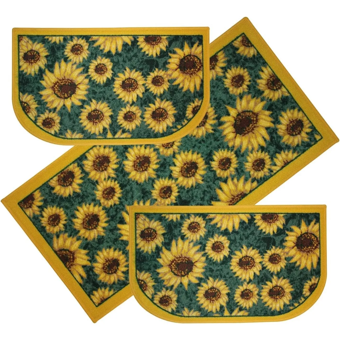 Kashi Home Kitchen Rug. Printed Durable Non Slip Floor Mat. Farmhouse Design 3 Piece Set - 3pc Set (2 18x30 D Shape & 1 20x40)