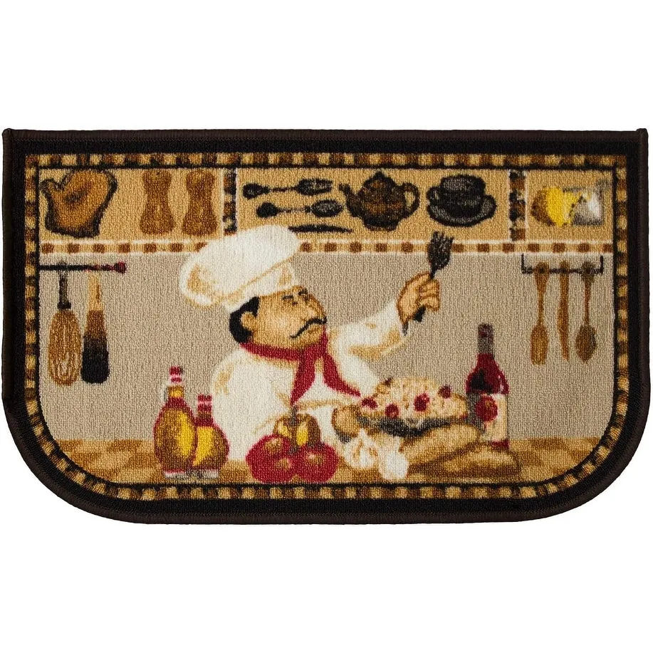 Kashi Home Kitchen Rug. Printed Durable Non Slip Floor Mat. Farmhouse Design 3 Piece Set - 3pc Set (2 18x30 D Shape & 1 20x40)