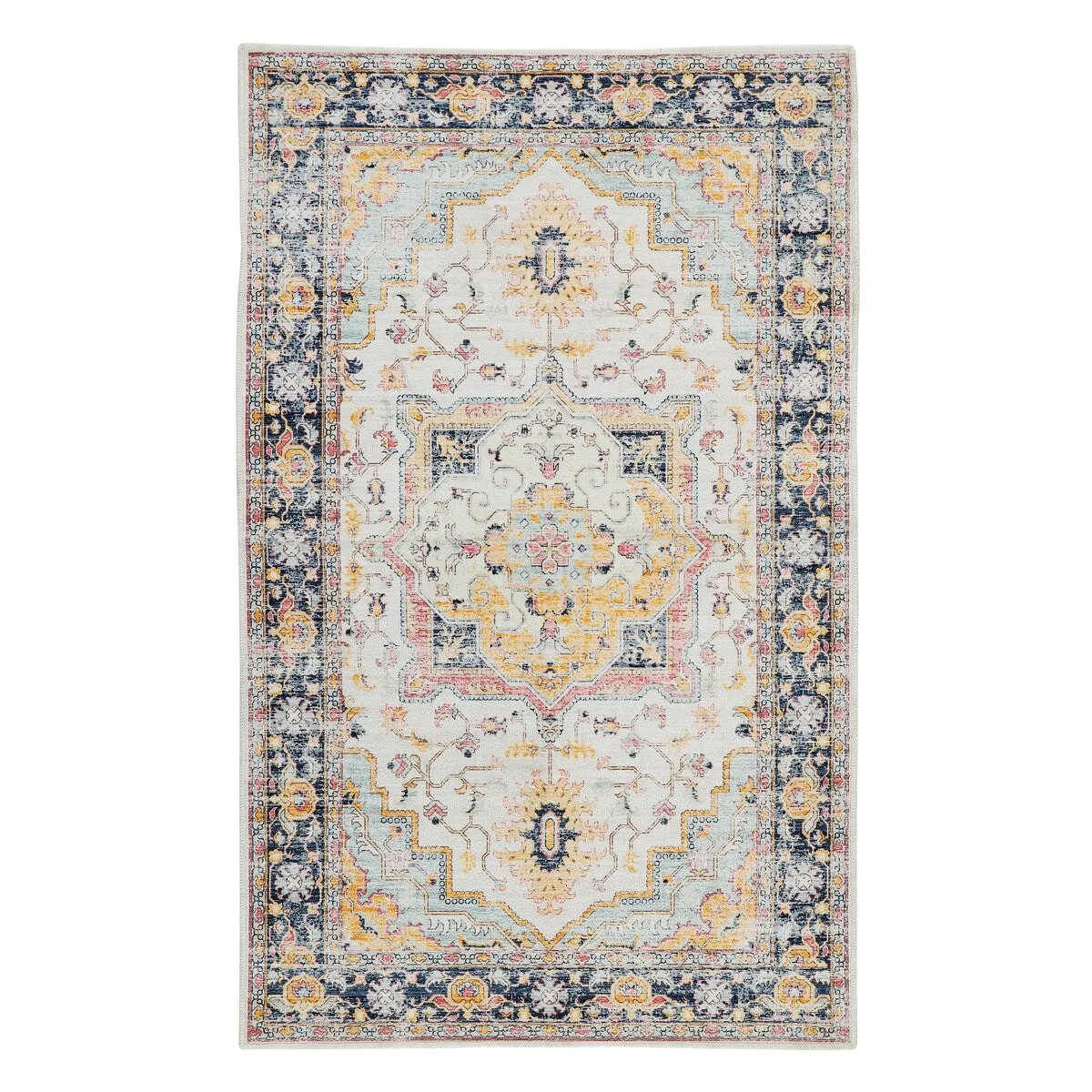 Kaspene Home Blue Vintage Washable Accent Area Rug
