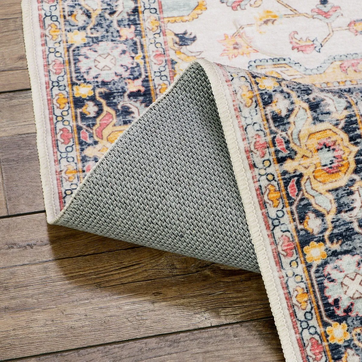 Kaspene Home Blue Vintage Washable Accent Area Rug
