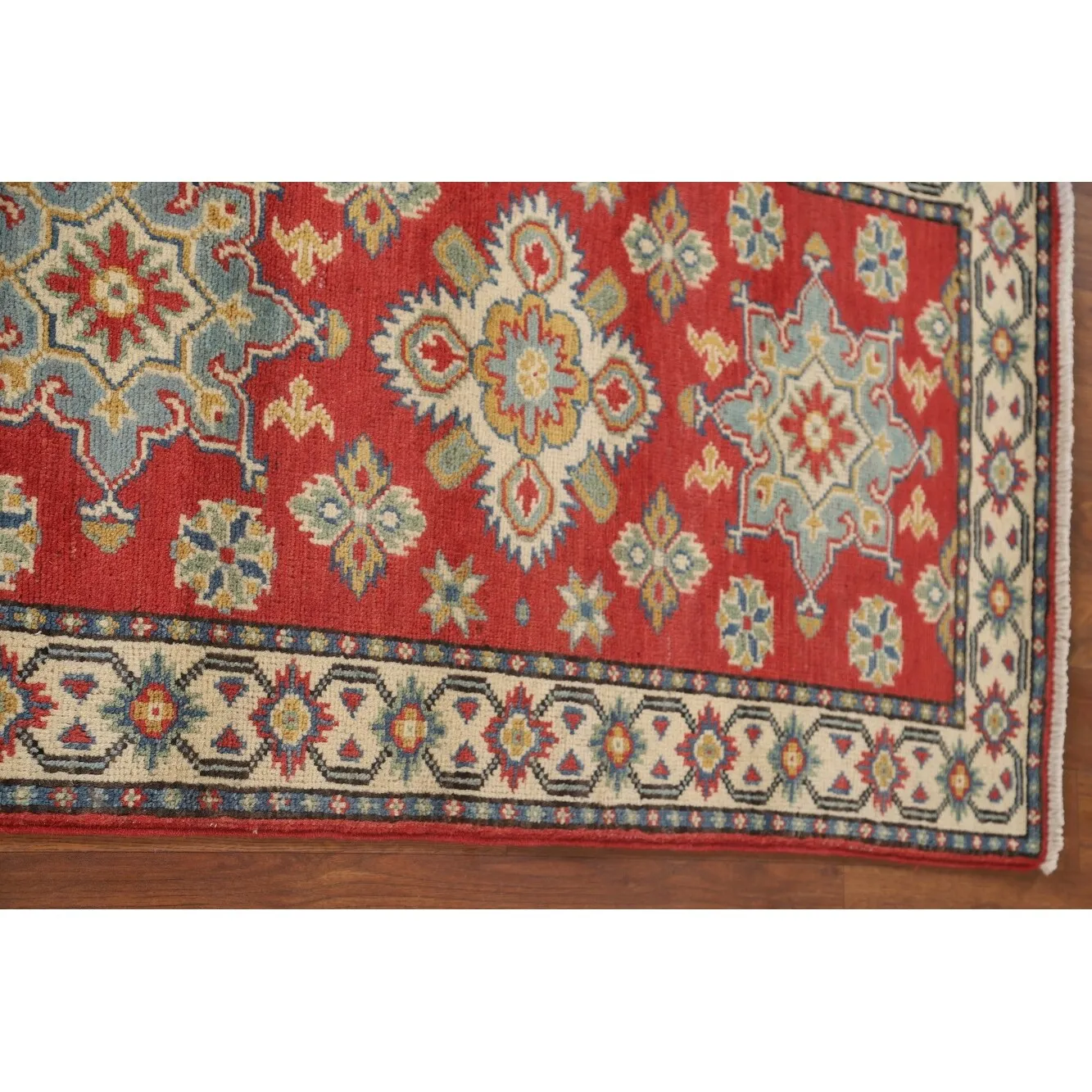 Kazak Runner Rug Hand-Knotted Red Wool Carpet - 2'1 x 5'9