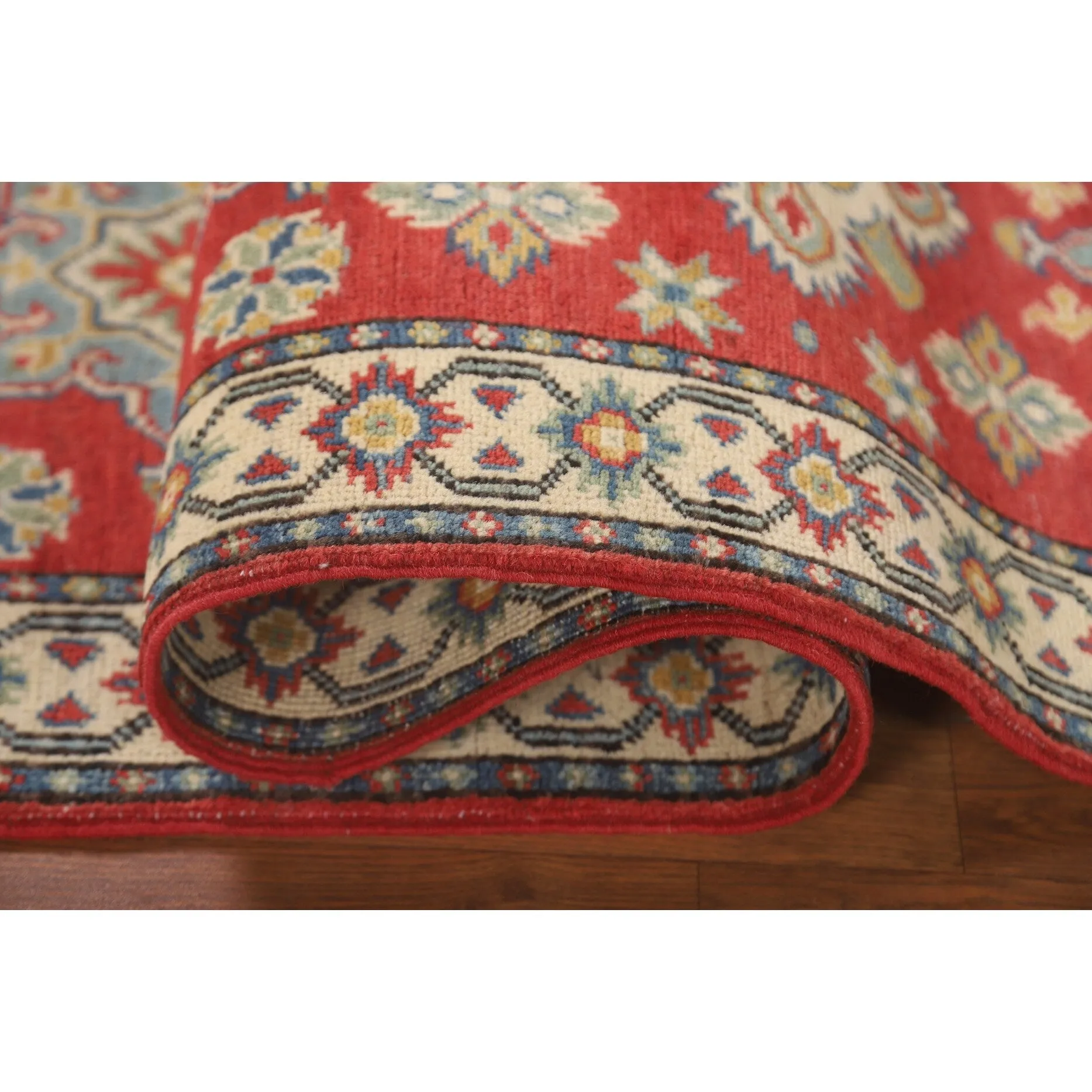 Kazak Runner Rug Hand-Knotted Red Wool Carpet - 2'1 x 5'9