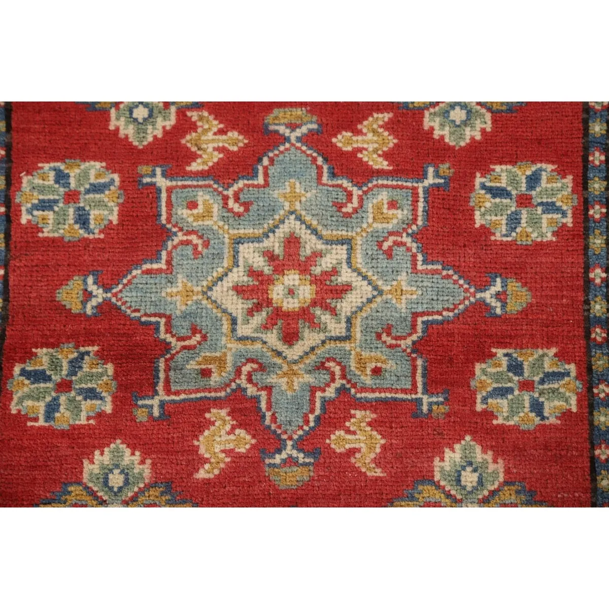 Kazak Runner Rug Hand-Knotted Red Wool Carpet - 2'1 x 5'9
