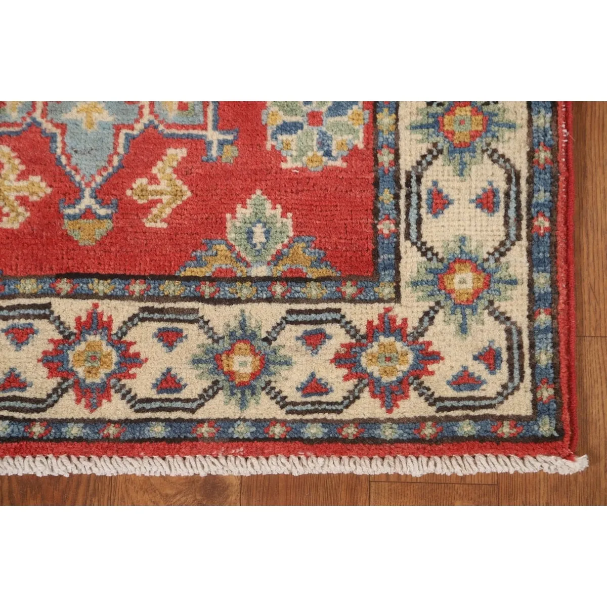 Kazak Runner Rug Hand-Knotted Red Wool Carpet - 2'1 x 5'9