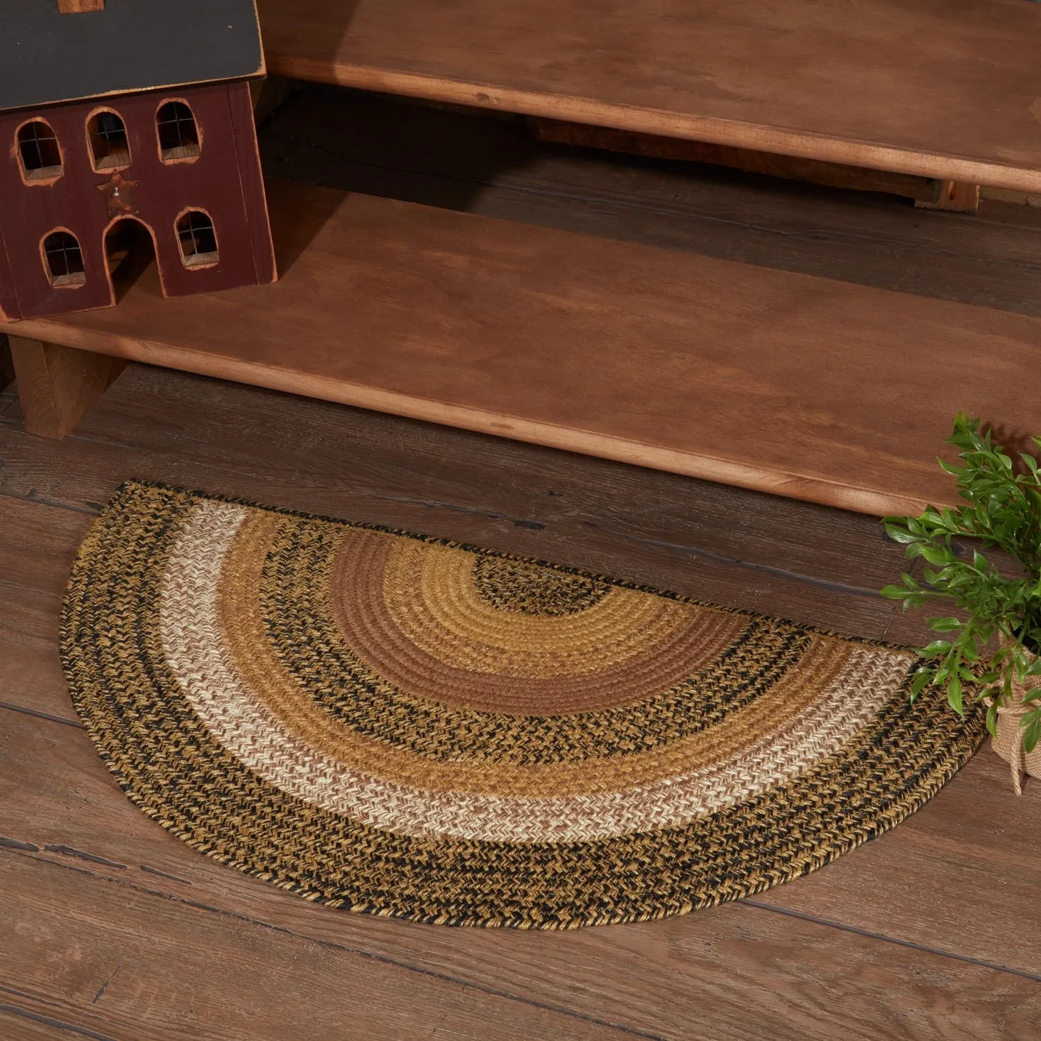 Kettle Grove Jute Rug Half Circle w/ Pad 16.5x33 - 16.5 x 33
