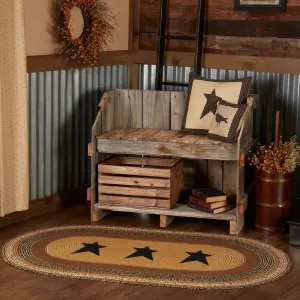 Kettle Grove Jute Rug Oval Stencil Star w/ Pad 36x60 - 3'x5'