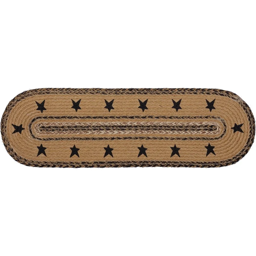 Kettle Grove Jute Stair Tread Stencil Stars Border Oval Ltx - Stair Tread 8.5 x 27 Oval