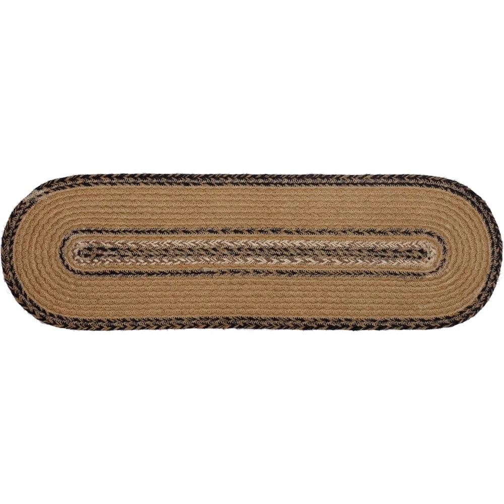 Kettle Grove Jute Stair Tread Stencil Stars Border Oval Ltx - Stair Tread 8.5 x 27 Oval