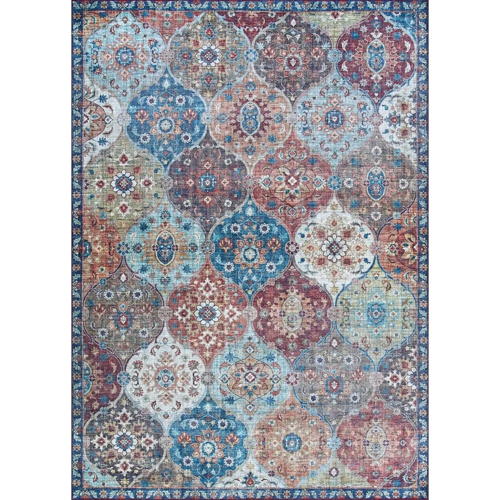 Legion Flora Mosaic Blue-Multicolor Area Rug