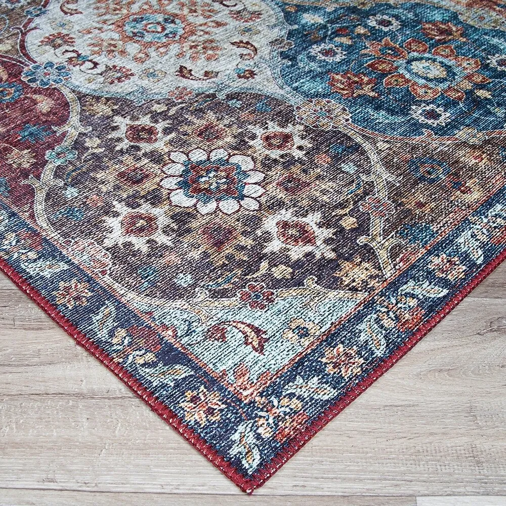 Legion Flora Mosaic Blue-Multicolor Area Rug