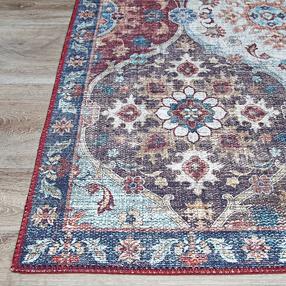 Legion Flora Mosaic Blue-Multicolor Area Rug
