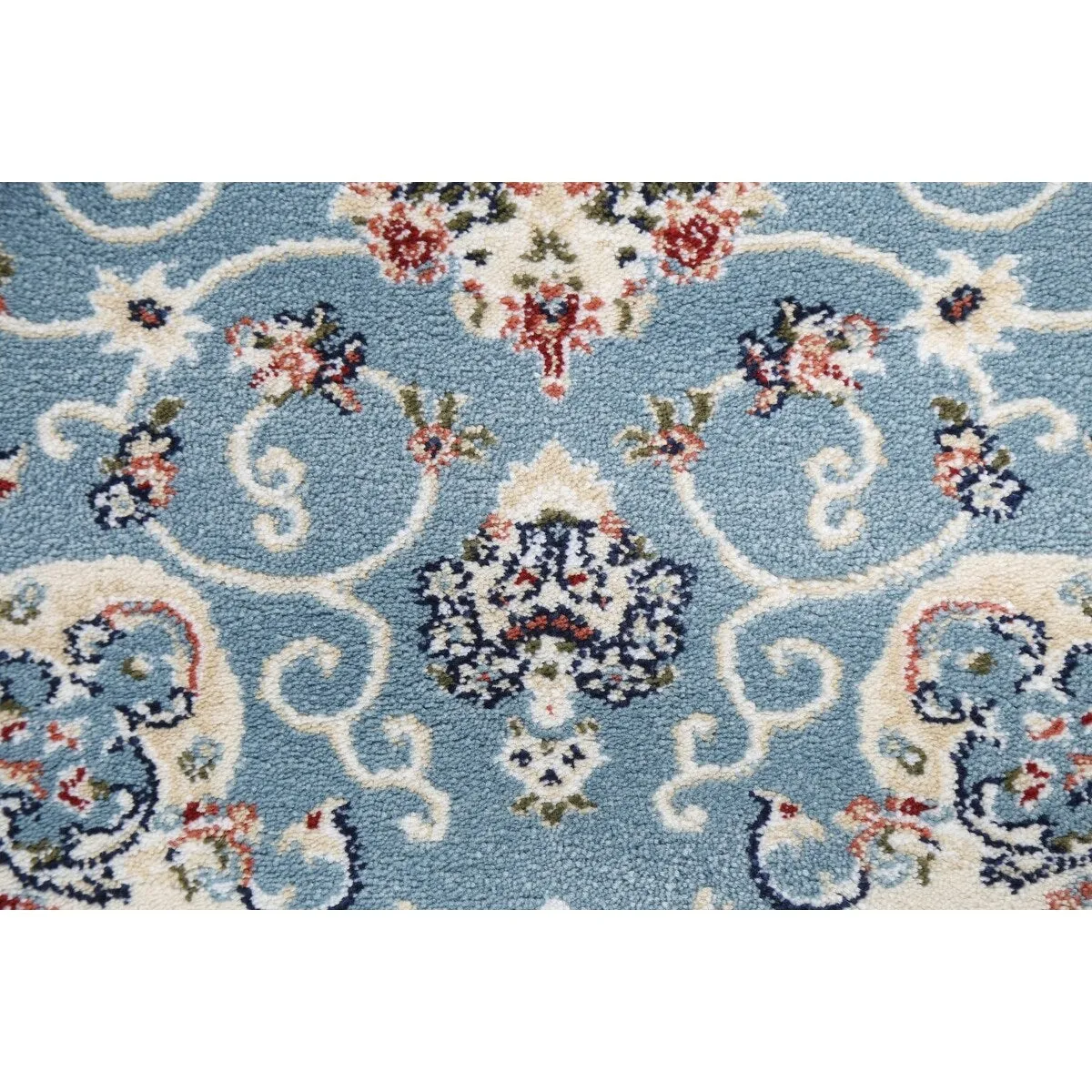 Light Blue Floral Medallion Transitional Turkish Rug Oriental Carpet