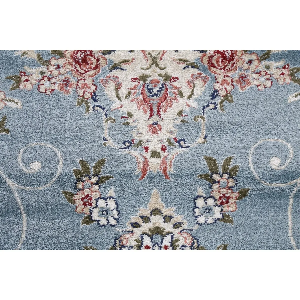 Light Blue Floral Medallion Transitional Turkish Rug Oriental Carpet