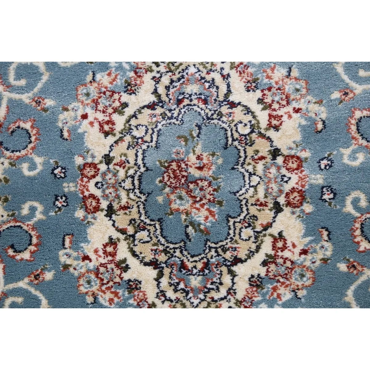 Light Blue Floral Medallion Transitional Turkish Rug Oriental Carpet