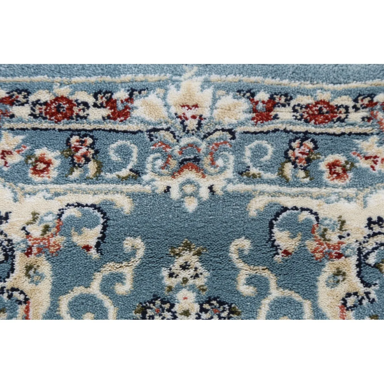 Light Blue Floral Medallion Transitional Turkish Rug Oriental Carpet