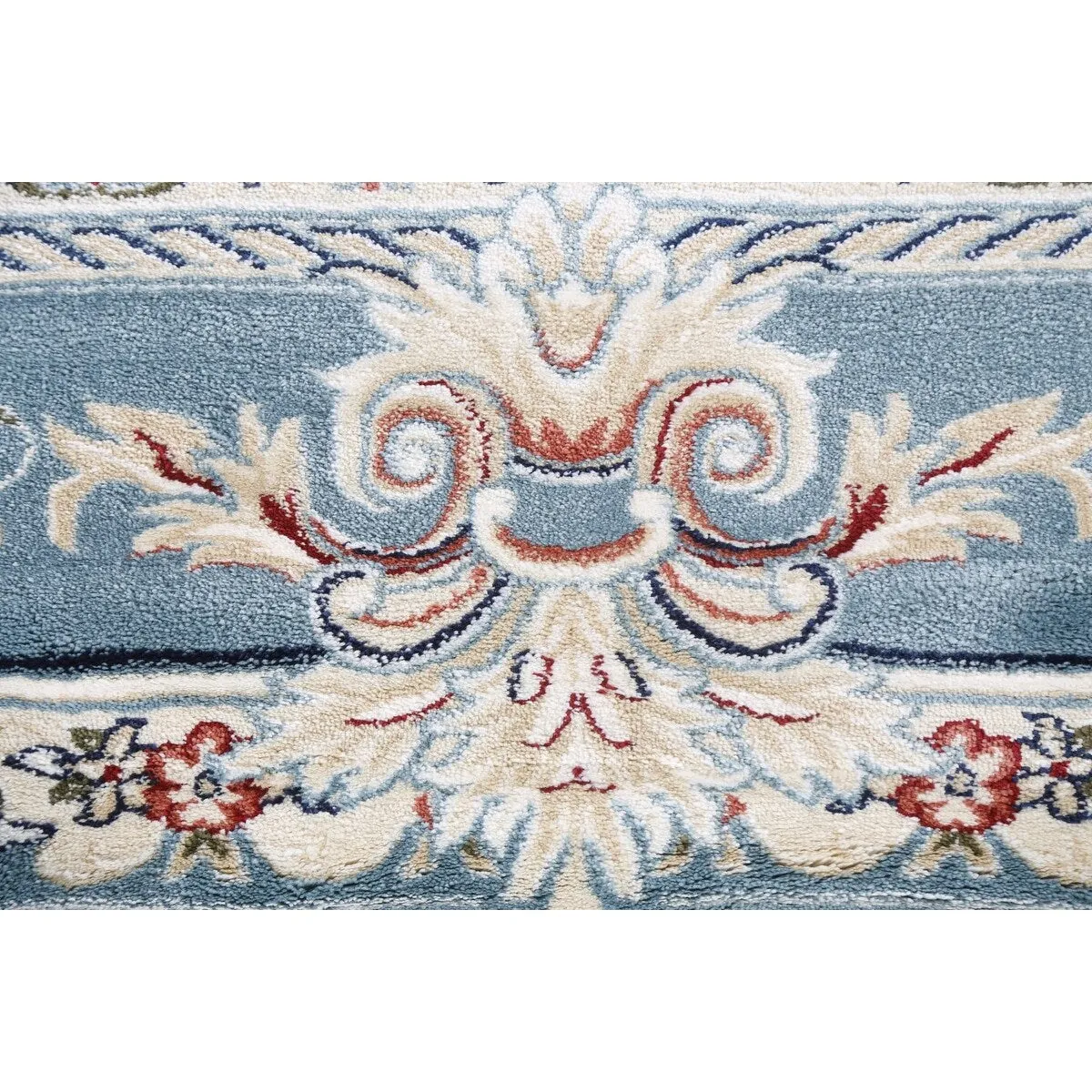 Light Blue Floral Medallion Transitional Turkish Rug Oriental Carpet