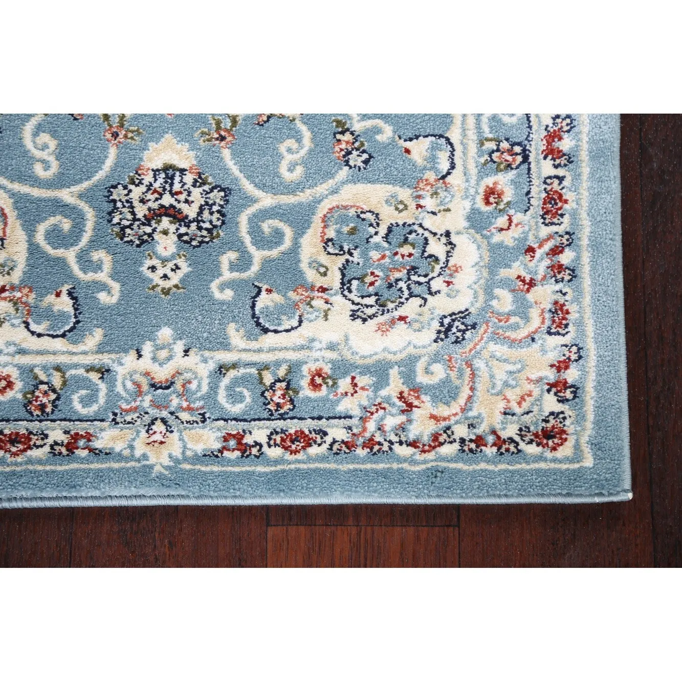 Light Blue Floral Medallion Transitional Turkish Rug Oriental Carpet