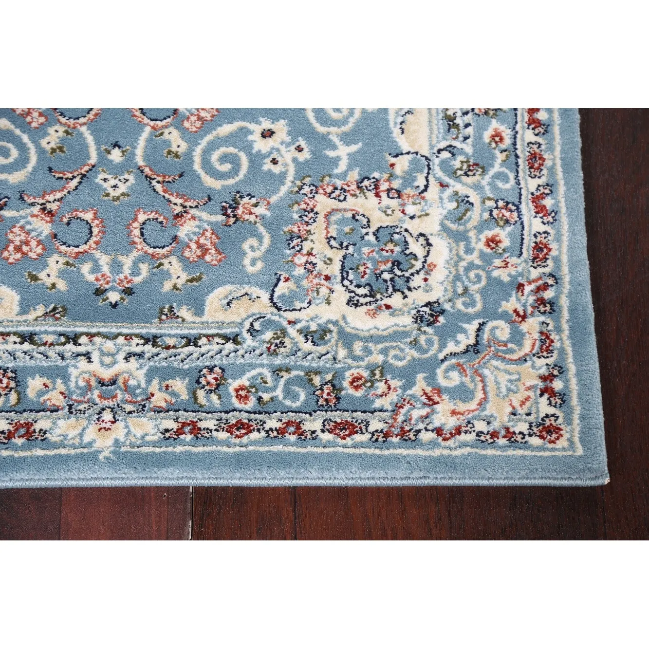 Light Blue Floral Medallion Transitional Turkish Rug Oriental Carpet