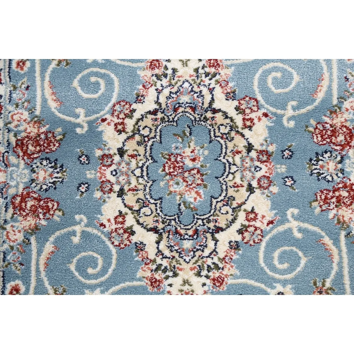 Light Blue Floral Medallion Transitional Turkish Rug Oriental Carpet
