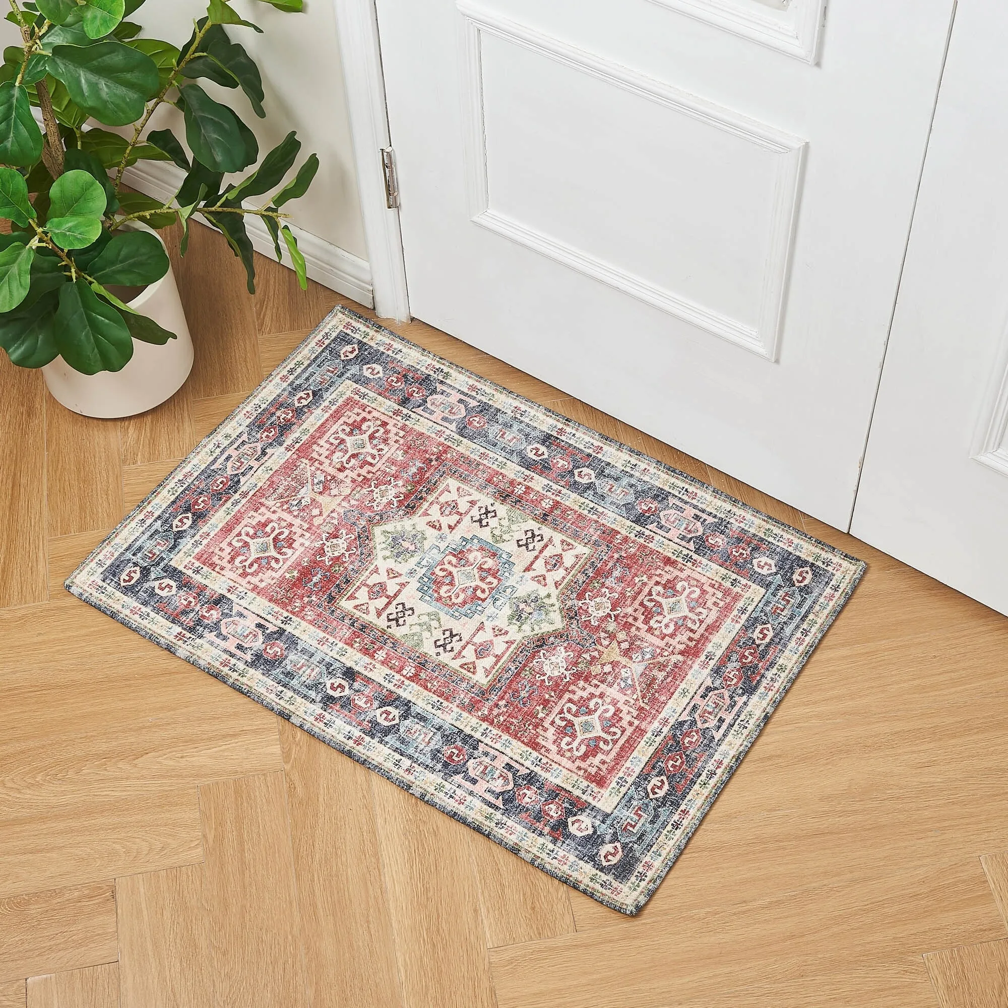 Linery & Co. Machine Washable Slip Resistant Vintage Patterned Accent Rugs