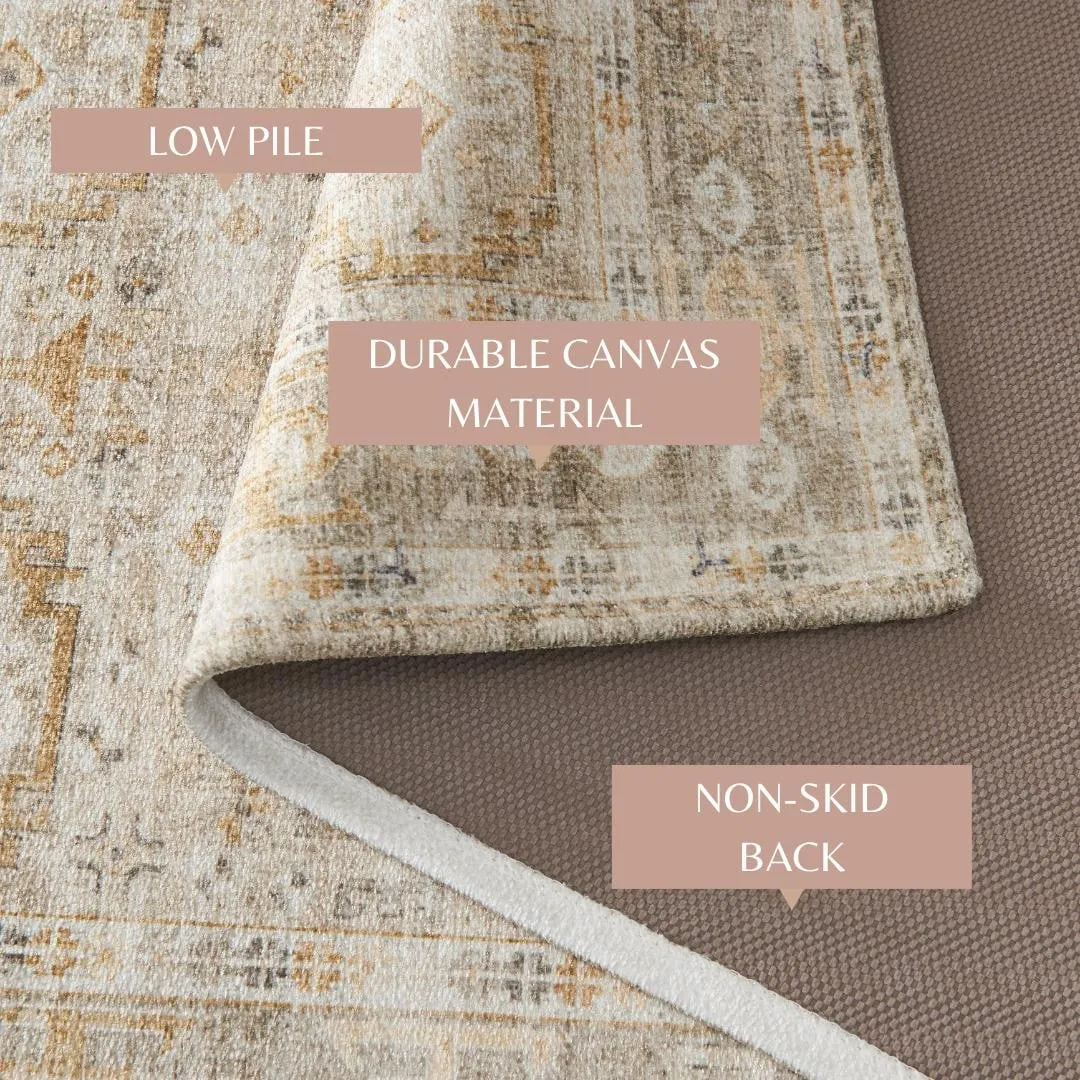 Linery & Co. Machine Washable Slip Resistant Vintage Patterned Accent Rugs