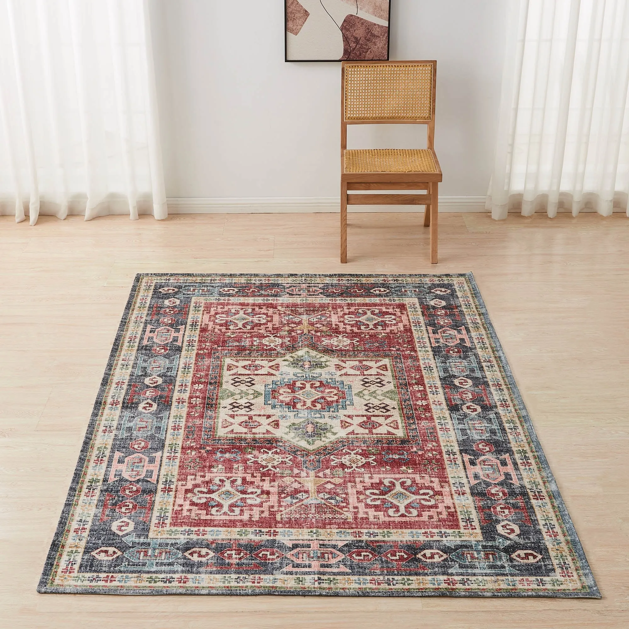 Linery & Co. Machine Washable Slip Resistant Vintage Patterned Accent Rugs