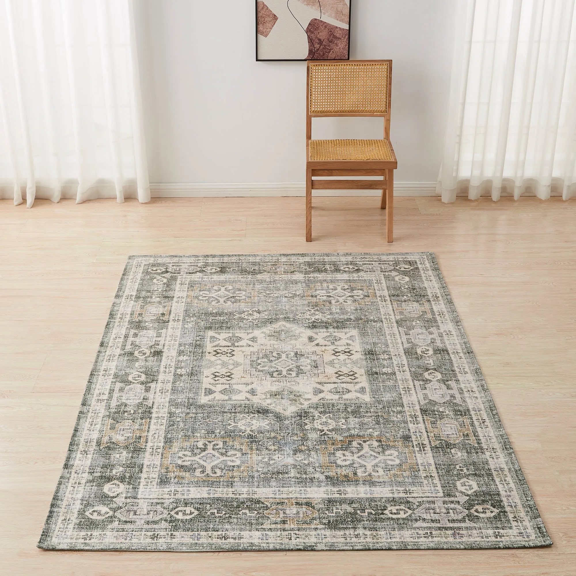 Linery & Co. Machine Washable Slip Resistant Vintage Patterned Accent Rugs