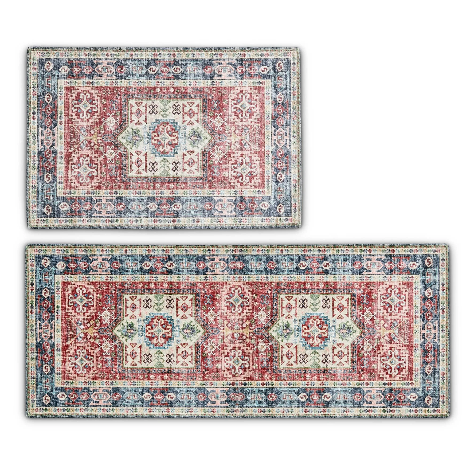 Linery & Co. Machine Washable Slip Resistant Vintage Patterned Accent Rugs