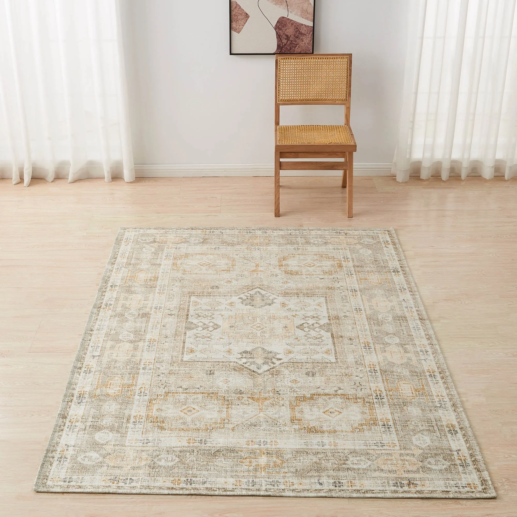 Linery & Co. Machine Washable Slip Resistant Vintage Patterned Accent Rugs