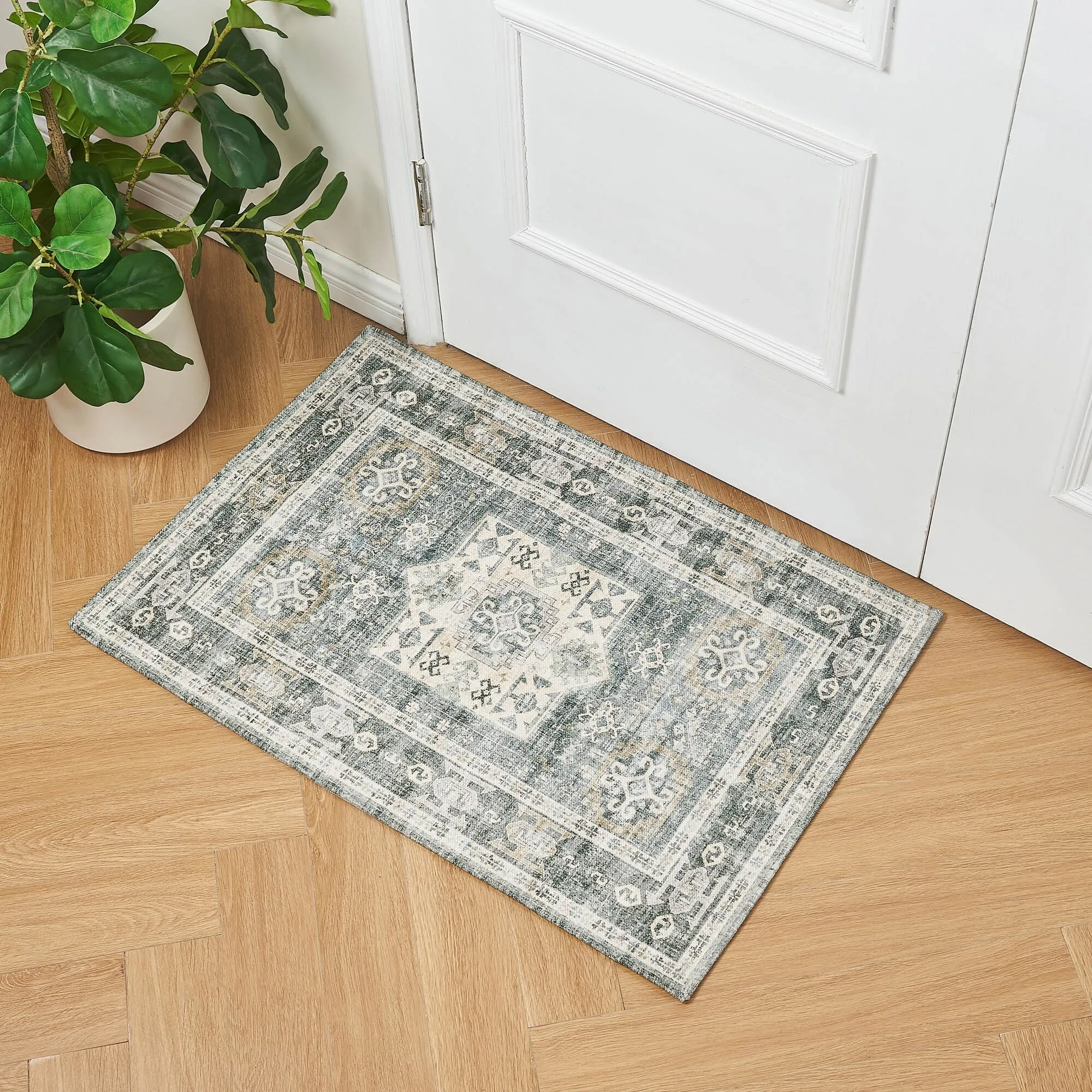 Linery & Co. Machine Washable Slip Resistant Vintage Patterned Accent Rugs